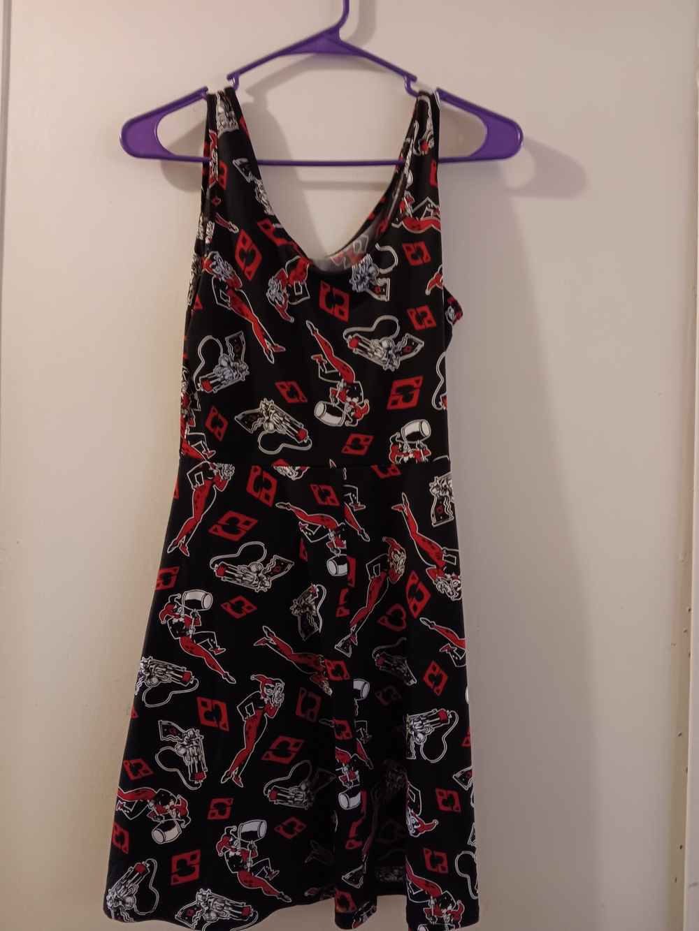womens harley Quinn fit and flare mini skater dress medium